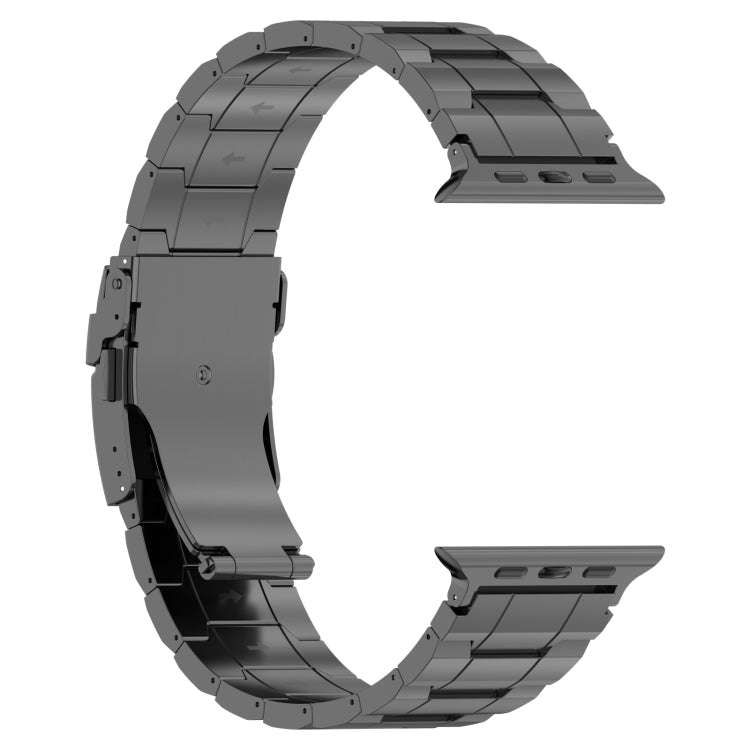 For Apple Watch Series 3 38mm Safety Buckle Trapezoid Titanium Steel Watch Band(Grey)