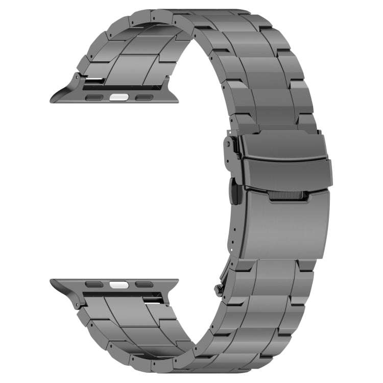 For Apple Watch Series 3 38mm Safety Buckle Trapezoid Titanium Steel Watch Band(Grey)