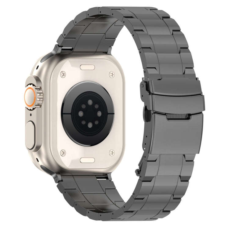 For Apple Watch Series 3 38mm Safety Buckle Trapezoid Titanium Steel Watch Band(Grey)