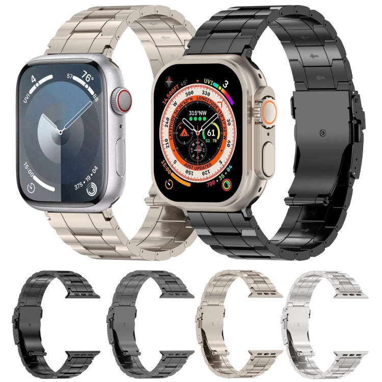 For Apple Watch Ultra 2 49mm Safety Buckle Trapezoid Titanium Steel Watch Band(Titanium)