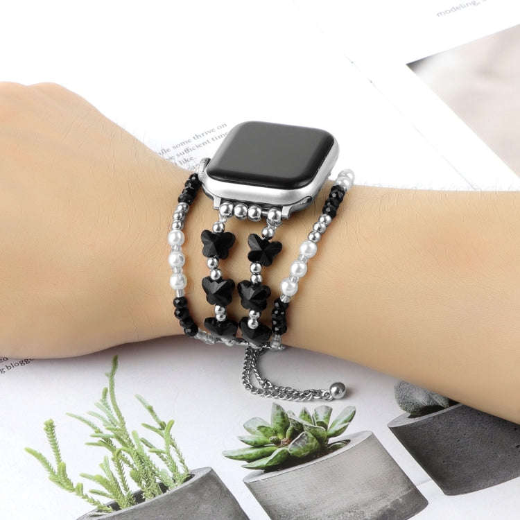 For Apple Watch Series 9 41mm Butterfly Chain Bracelet Metal Watch Band(Black)