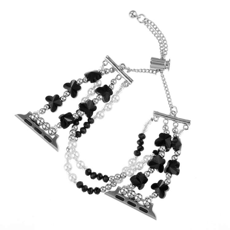 For Apple Watch Series 9 41mm Butterfly Chain Bracelet Metal Watch Band(Black)