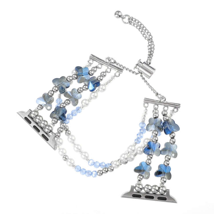 For Apple Watch Series 8 41mm Butterfly Chain Bracelet Metal Watch Band(Blue)