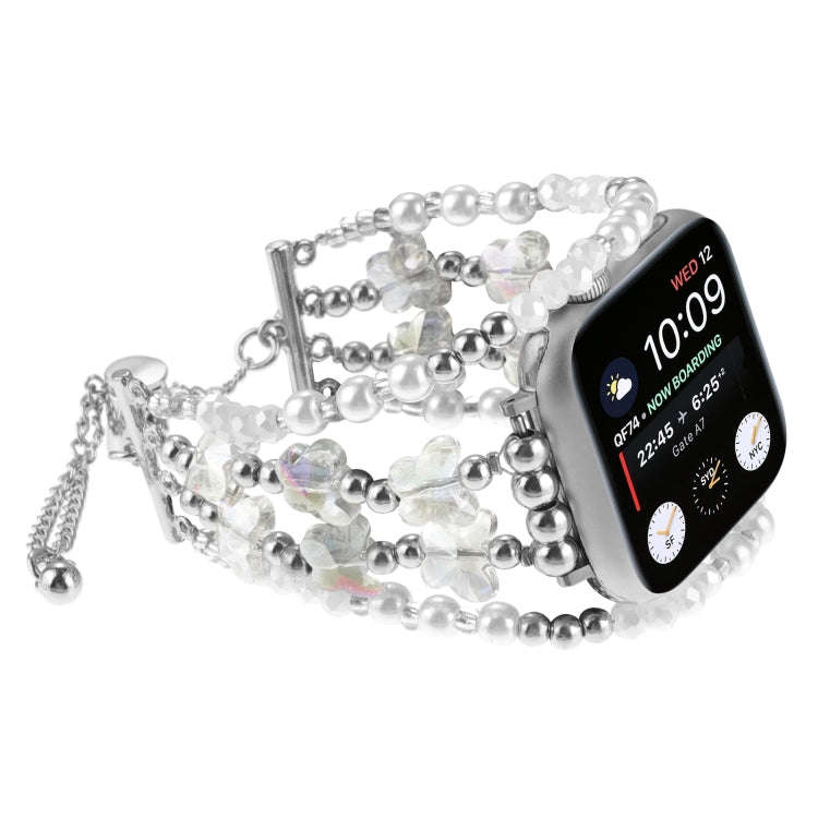 For Apple Watch Series 6 40mm Butterfly Chain Bracelet Metal Watch Band(Transparent Silver)