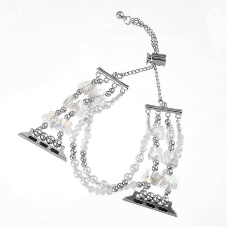 For Apple Watch Series 6 40mm Butterfly Chain Bracelet Metal Watch Band(Transparent Silver)