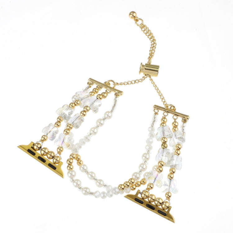 For Apple Watch Series 5 40mm Butterfly Chain Bracelet Metal Watch Band(Transparent Gold)