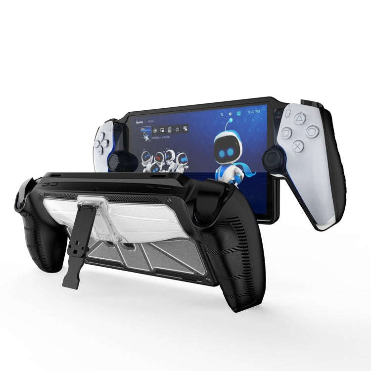 For Sony PlayStation Portal  TPU + PC Game Console Protective Case with Holder(Black)