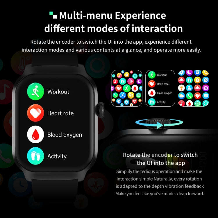 2.01 inch Leather Strap Bluetooth Call Smart Watch Support Heart Rate Monitoring / Non-invasive B...