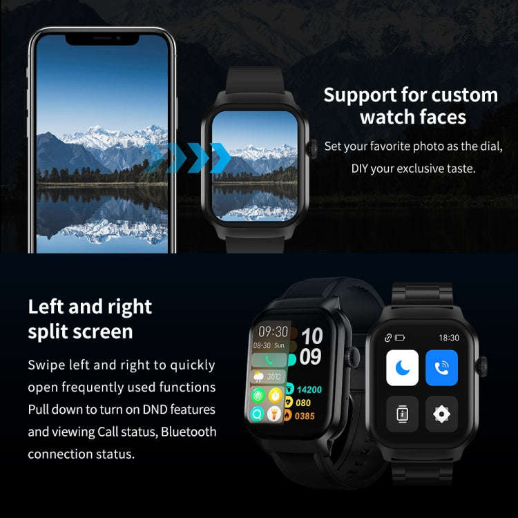 2.01 inch Silicone Strap Bluetooth Call Smart Watch Support Heart Rate Monitoring / Non-invasive ...