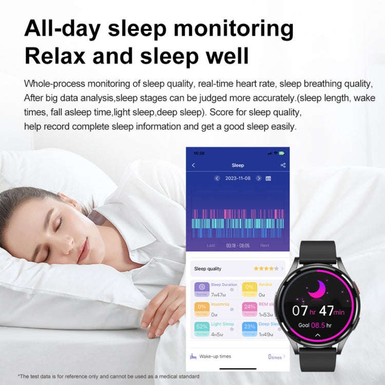 1.43 inch Silicone Strap Bluetooth Call Smart Watch Support ECG / Non-invasive Blood Sugar(Black)