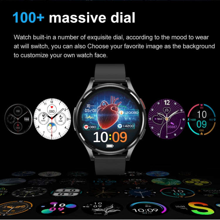 1.43 inch Silicone Strap Bluetooth Call Smart Watch Support ECG / Non-invasive Blood Sugar(Black)
