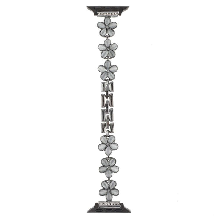 For Apple Watch Ultra 2 49mm 5-petaled Flower Zinc Alloy Chain Watch Band(Black)