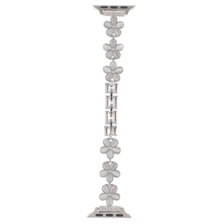 For Apple Watch Ultra 2 49mm 5-petaled Flower Zinc Alloy Chain Watch Band(Silver)