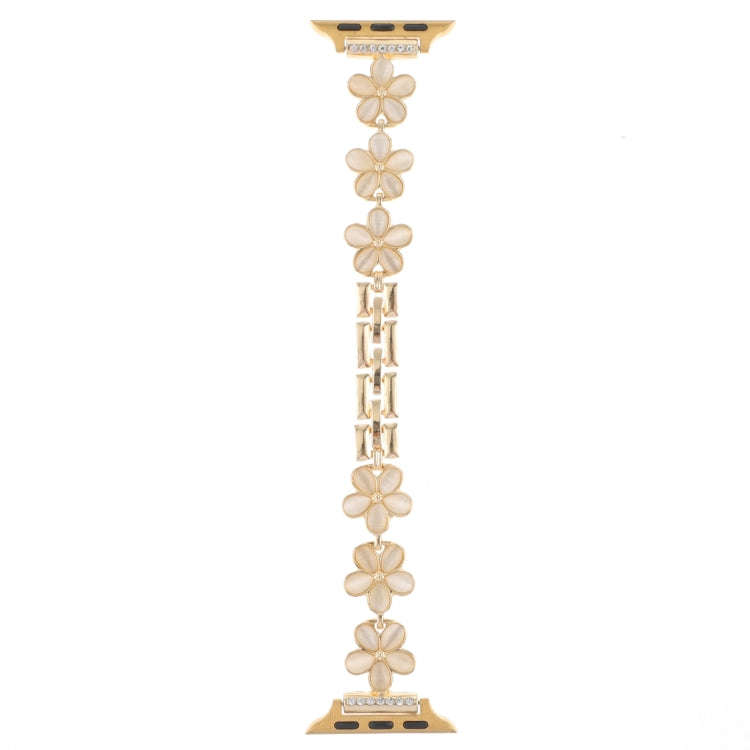 For Apple Watch Series 6 40mm 5-petaled Flower Zinc Alloy Chain Watch Band(Gold)