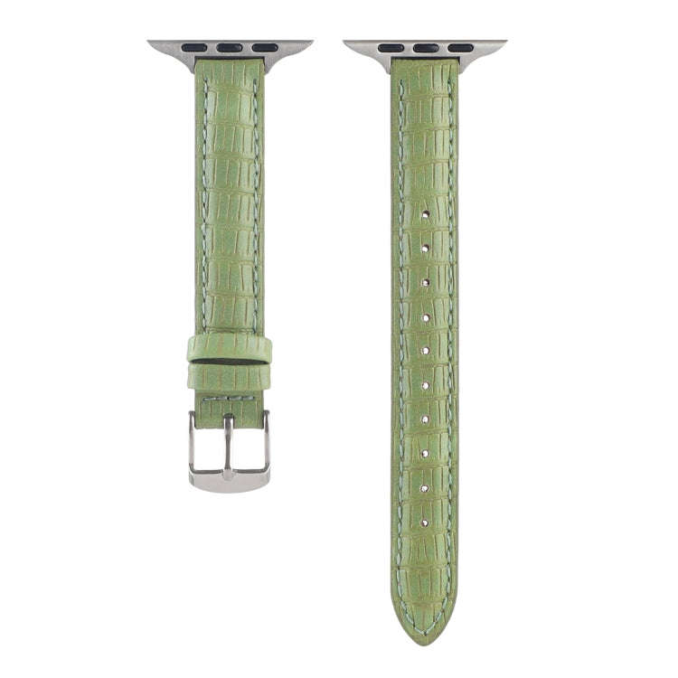 For Apple Watch Ultra 2 49mm Slim Crocodile Leather Watch Band(Light Green)