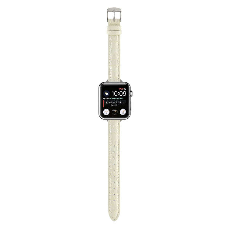 For Apple Watch Ultra 2 49mm Slim Crocodile Leather Watch Band(Beige)