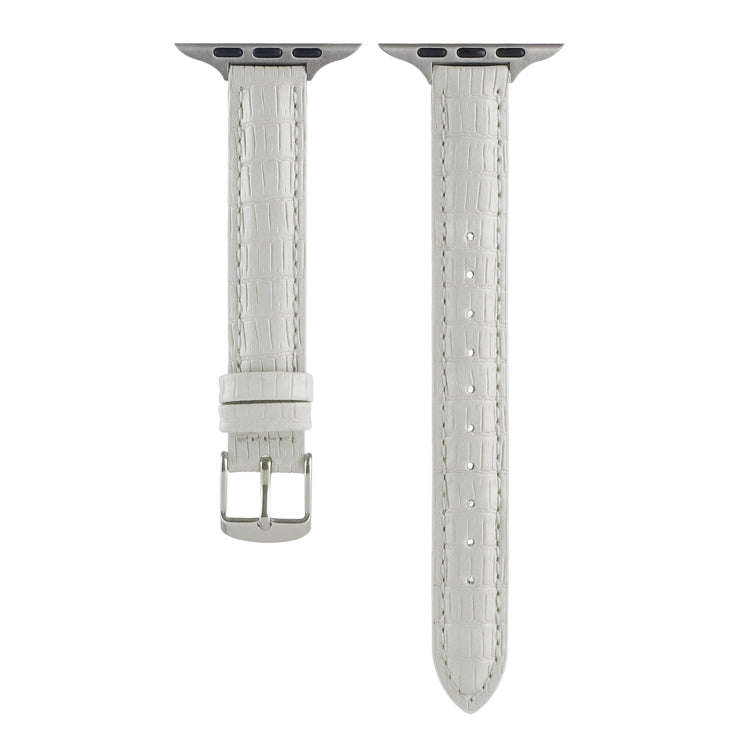 For Apple Watch Ultra 2 49mm Slim Crocodile Leather Watch Band(White)