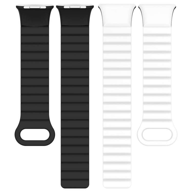 For Xiaomi Smart Band 9 Pro / 8 Pro Two Color Magnetic Silicone Watch Band(White Black)