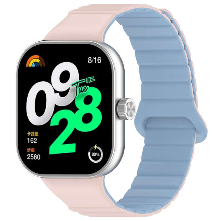 For Xiaomi Smart Band 9 Pro / 8 Pro Two Color Magnetic Silicone Watch Band(Pink Blue)
