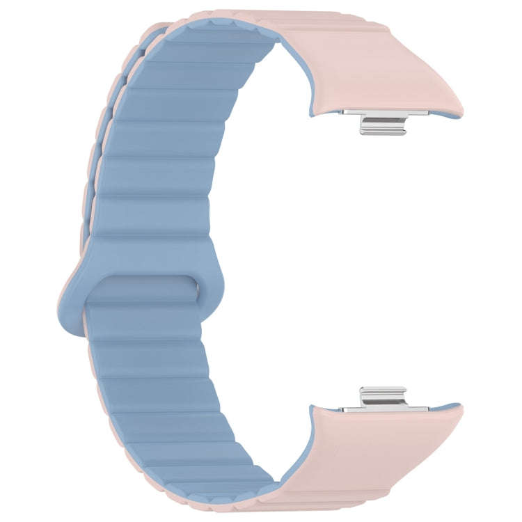 For Xiaomi Smart Band 9 Pro / 8 Pro Two Color Magnetic Silicone Watch Band(Pink Blue)