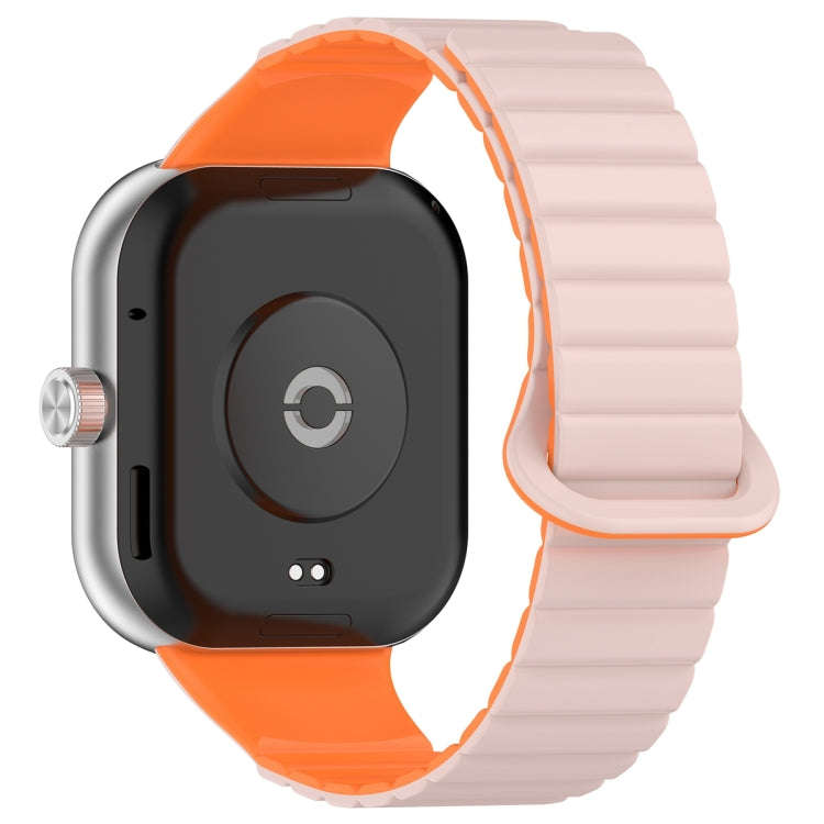For Xiaomi Smart Band 9 Pro / 8 Pro Two Color Magnetic Silicone Watch Band(Pink Orange)