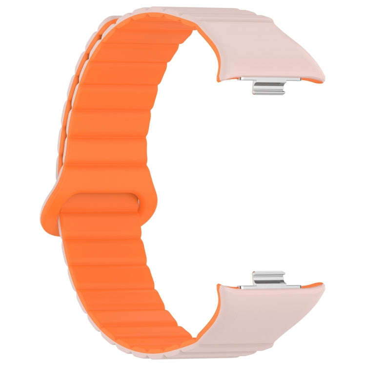 For Xiaomi Smart Band 9 Pro / 8 Pro Two Color Magnetic Silicone Watch Band(Pink Orange)