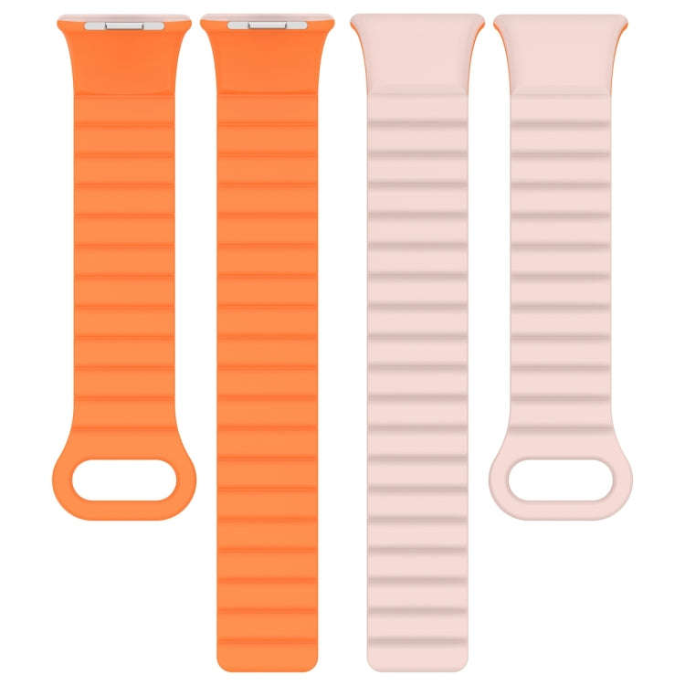 For Xiaomi Smart Band 9 Pro / 8 Pro Two Color Magnetic Silicone Watch Band(Pink Orange)