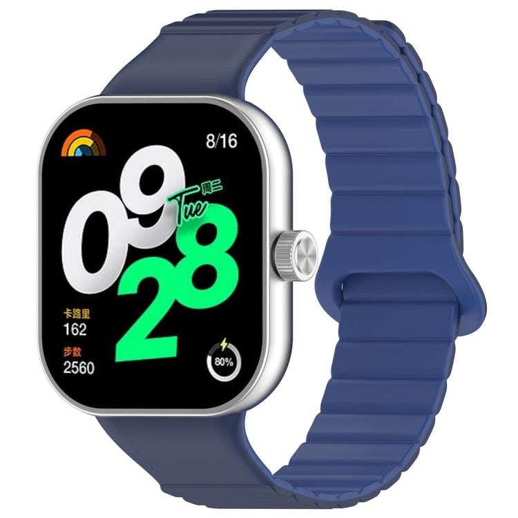 For Xiaomi Smart Band 9 Pro / 8 Pro Two Color Magnetic Silicone Watch Band(Navy Blue Dark Blue)