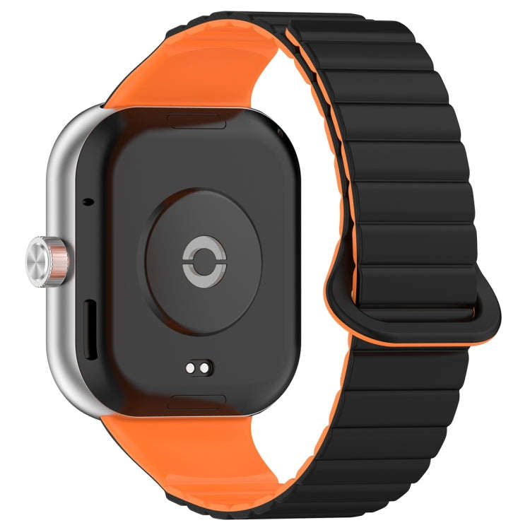 For Xiaomi Smart Band 9 Pro / 8 Pro Two Color Magnetic Silicone Watch Band(Black Orange)
