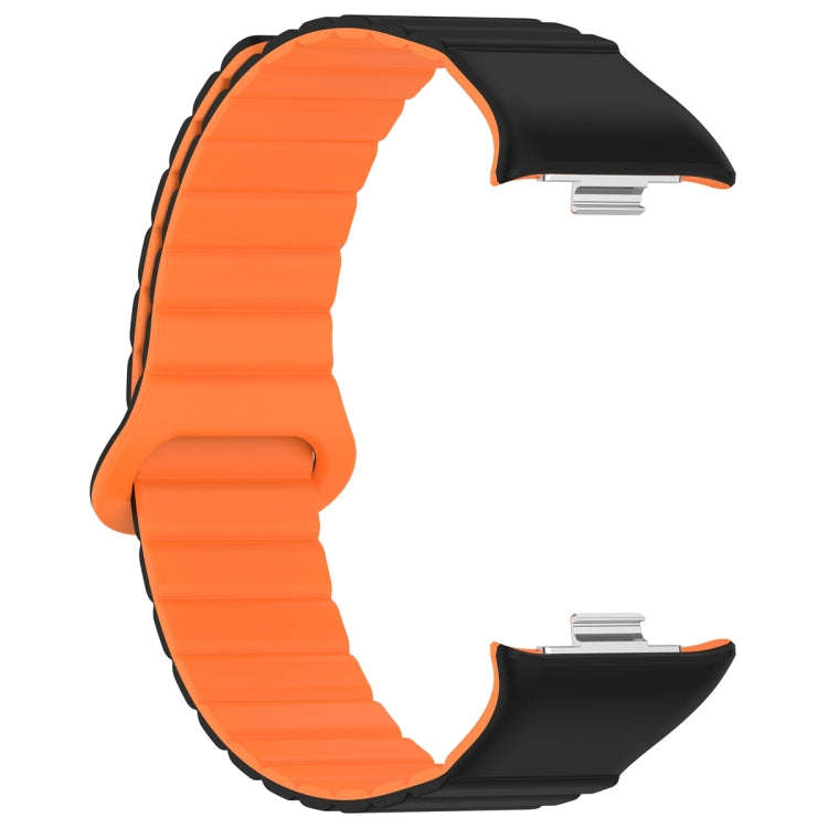 For Xiaomi Smart Band 9 Pro / 8 Pro Two Color Magnetic Silicone Watch Band(Black Orange)