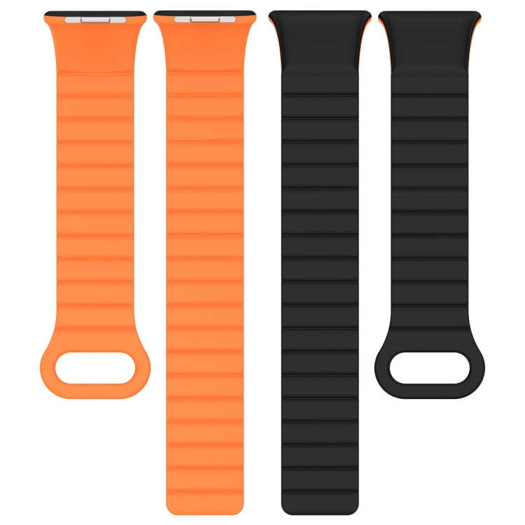 For Xiaomi Smart Band 9 Pro / 8 Pro Two Color Magnetic Silicone Watch Band(Black Orange)