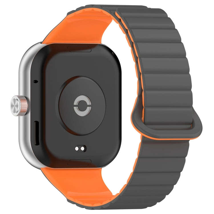For Xiaomi Smart Band 9 Pro / 8 Pro Two Color Magnetic Silicone Watch Band(Grey Orange)