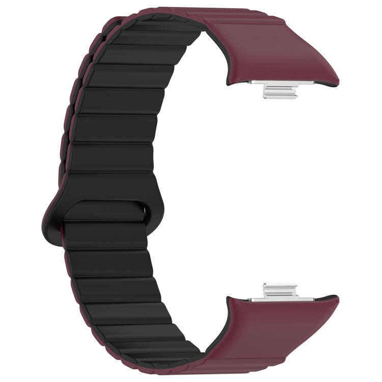 For Xiaomi Smart Band 9 Pro / 8 Pro Two Color Magnetic Silicone Watch Band(Wine Red Black)