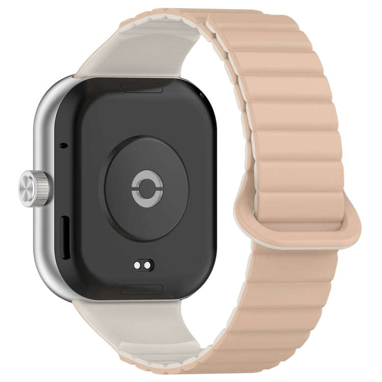 For Xiaomi Smart Band 9 Pro / 8 Pro Two Color Magnetic Silicone Watch Band(Milk Tea Rock White)
