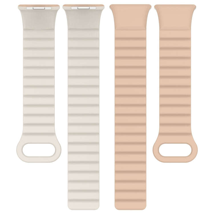 For Xiaomi Smart Band 9 Pro / 8 Pro Two Color Magnetic Silicone Watch Band(Milk Tea Rock White)