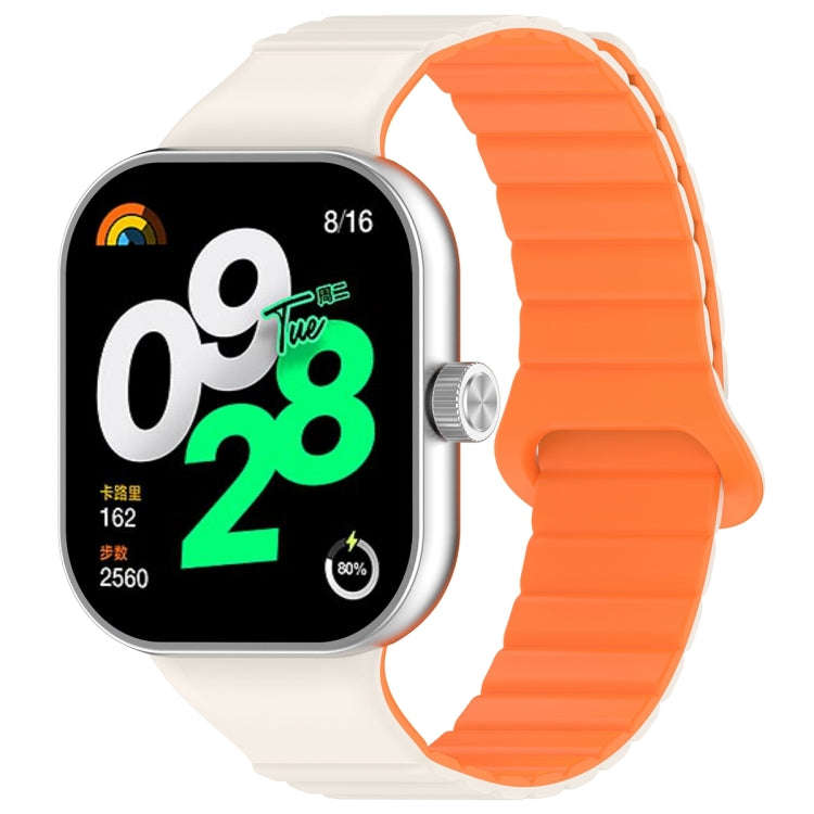 For Xiaomi Smart Band 9 Pro / 8 Pro Two Color Magnetic Silicone Watch Band(Starlight Orange)