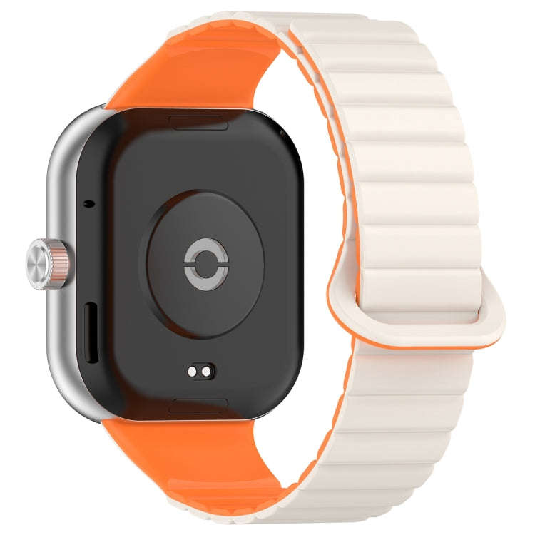 For Xiaomi Smart Band 9 Pro / 8 Pro Two Color Magnetic Silicone Watch Band(Starlight Orange)