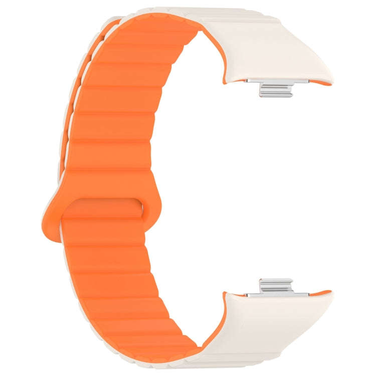 For Xiaomi Smart Band 9 Pro / 8 Pro Two Color Magnetic Silicone Watch Band(Starlight Orange)