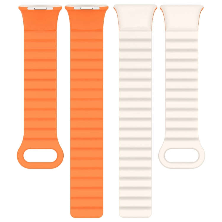 For Xiaomi Smart Band 9 Pro / 8 Pro Two Color Magnetic Silicone Watch Band(Starlight Orange)
