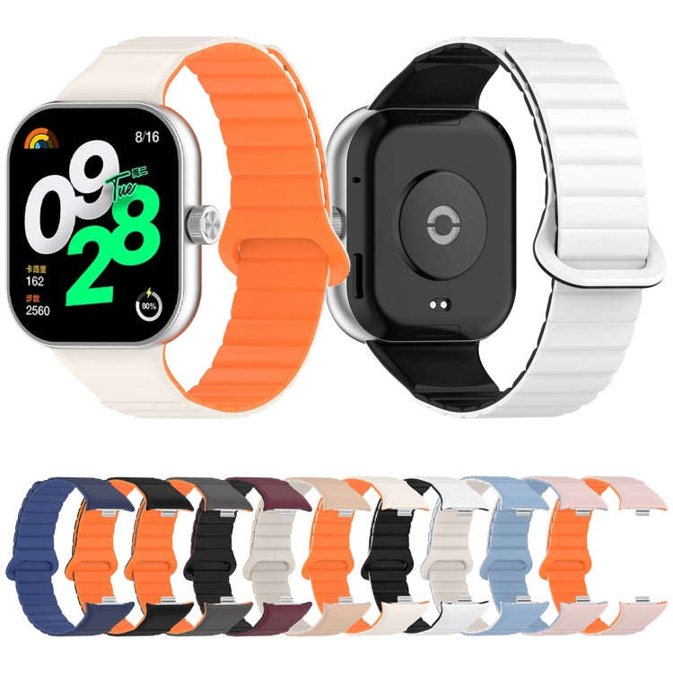For Xiaomi Smart Band 9 Pro / 8 Pro Two Color Magnetic Silicone Watch Band(Pink Blue)