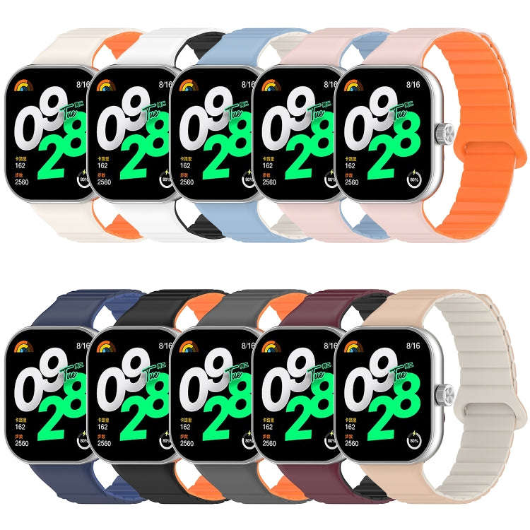 For Xiaomi Smart Band 9 Pro / 8 Pro Two Color Magnetic Silicone Watch Band(Pink Blue)