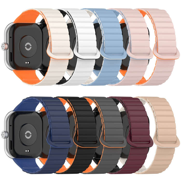 For Xiaomi Smart Band 9 Pro / 8 Pro Two Color Magnetic Silicone Watch Band(Pink Blue)
