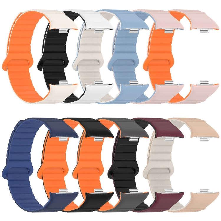 For Xiaomi Smart Band 9 Pro / 8 Pro Two Color Magnetic Silicone Watch Band(Pink Blue)