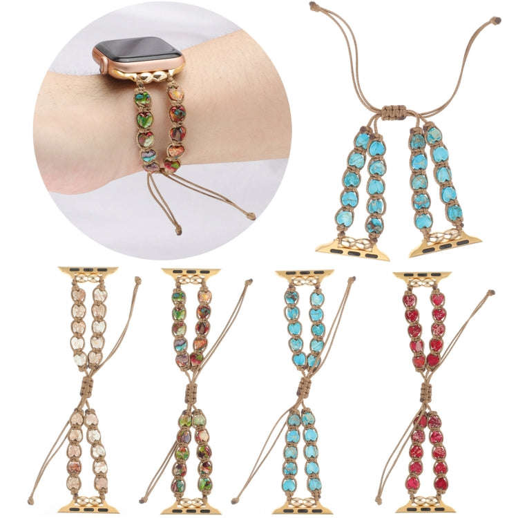 For Apple Watch Ultra 49mm Heart Stones Drawstring Chain Watch Band(Colorful)