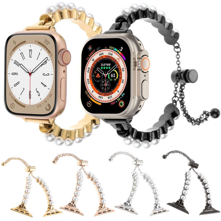 For Apple Watch Series 4 40mm Pearl Bracelet Metal Watch Band(Rose Gold)