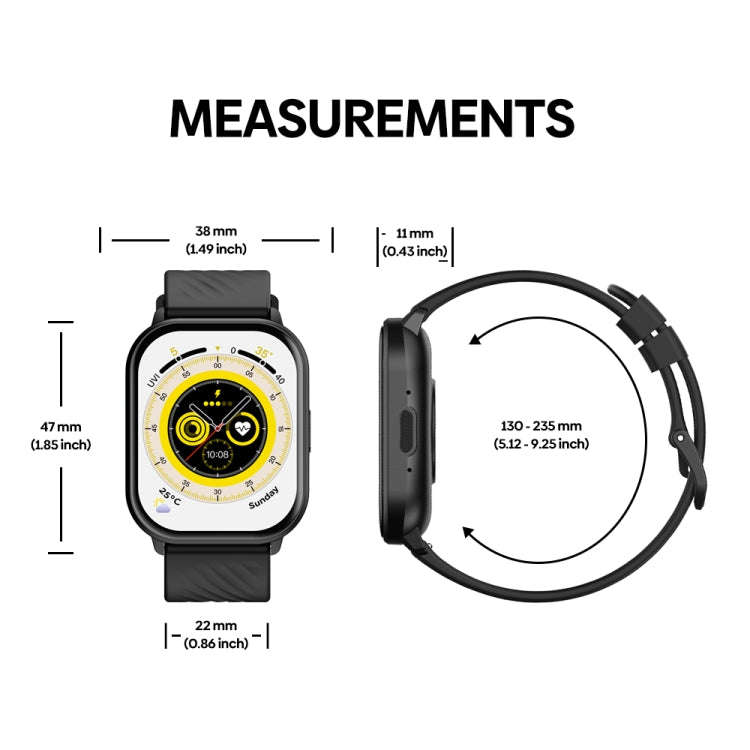 Zeblaze GTS 3 2.03 inch IP68 Waterproof Smart Bluetooth Call Watch(Black)