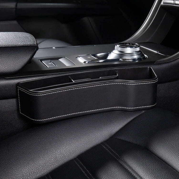 Car Multi-functional Console Box Cup Holder Seat Gap Side Storage Box, Leather Style, Color:Black...