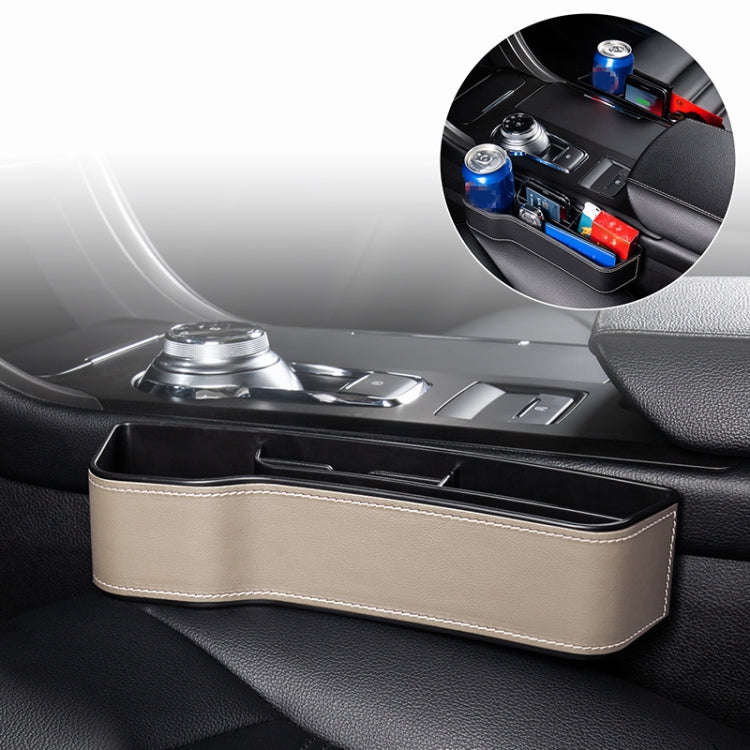 Car Multi-functional Console Box Cup Holder Seat Gap Side Storage Box, Leather Style, Color:Beige...