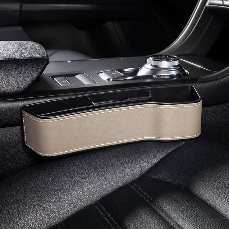 Car Multi-functional Console Box Cup Holder Seat Gap Side Storage Box, Leather Style, Color:Beige...