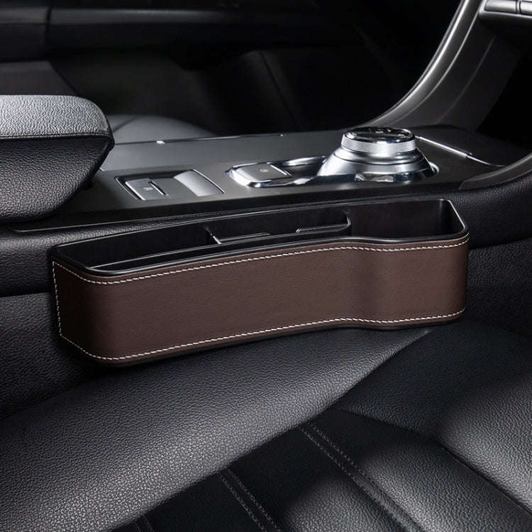 Car Multi-functional Console Box Cup Holder Seat Gap Side Storage Box, Leather Style, Color:Brown...
